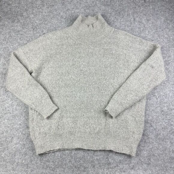 MSCH Copenhagen Sweater Womens M/L Gray Rose Mohair Pullover Mock Neck Cozy Knit - Picture 1 of 13